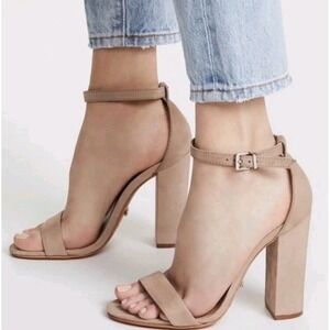 Schutz Enida Natural Beige Suede Sandal Heels Sz‎ 9.5B  Versatile Chic Neutral